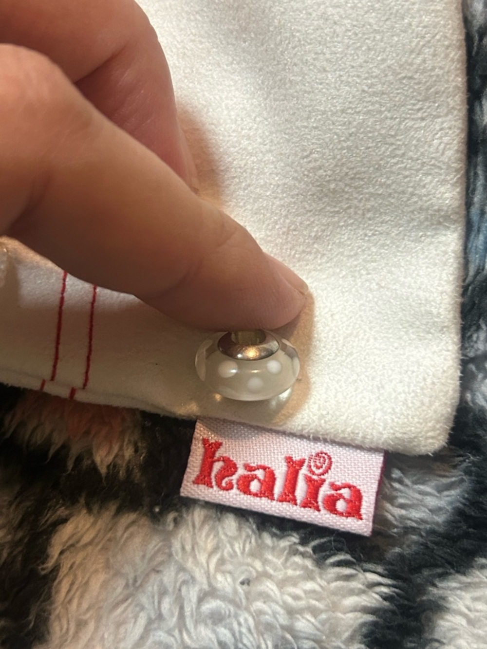 Halia White Polka Dot Glass Charm - Sterling Silver Core